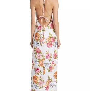 Reformation Seila Floral Linen Halter Maxi Dress